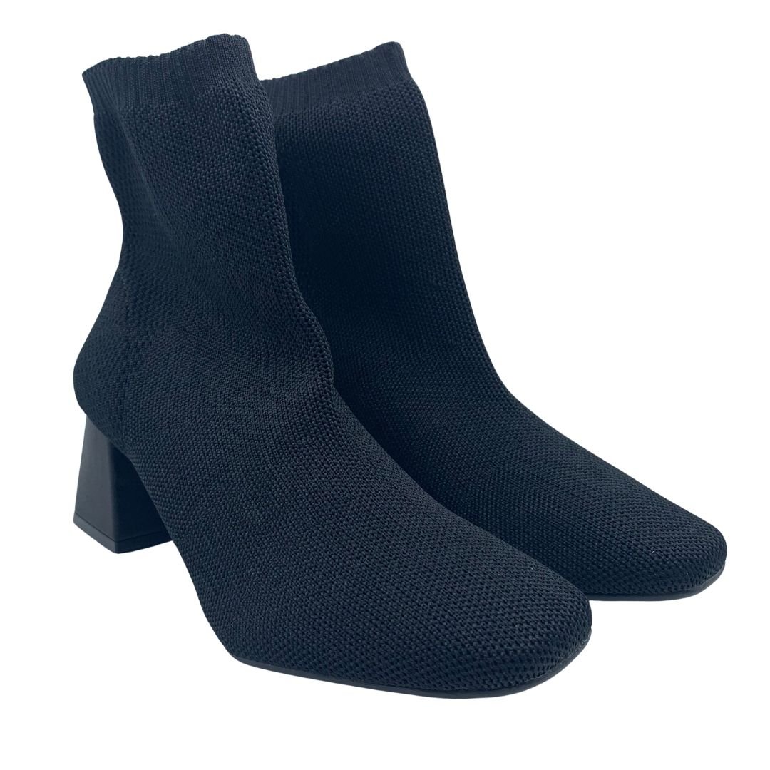 Bota Knit Bebecê Preta Salto Confortável Tipo Meia 4414262