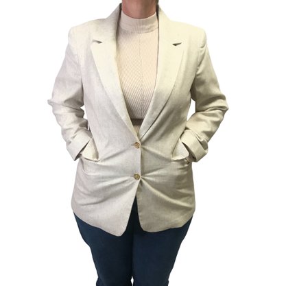 Blazer Maria Madalena Linho Curto Bege 110254264