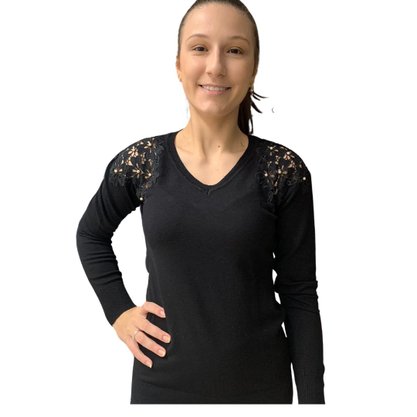 Blusa Alpelo Feminina Modal Bordada Preta 4171