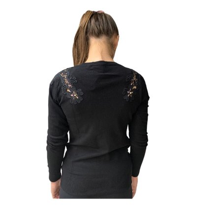 Blusa Alpelo Feminina Modal Bordada Preta 4171