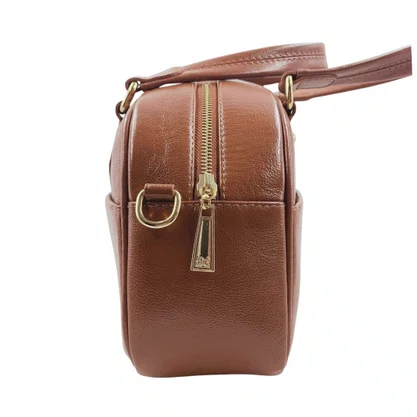Bolsa Baú Tote Scamboo Couro Caramelo 2026