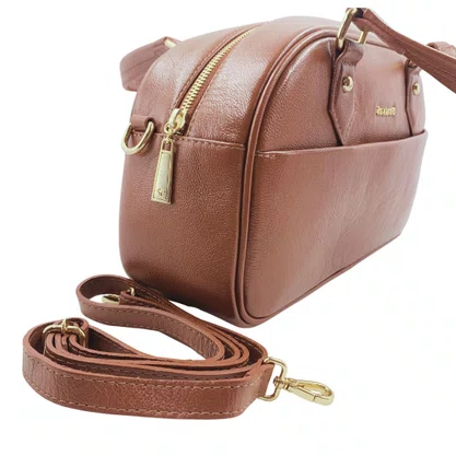 Bolsa Baú Tote Scamboo Couro Caramelo 2026
