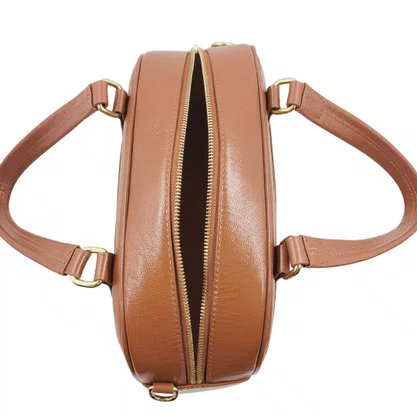 Bolsa Baú Tote Scamboo Couro Caramelo 2026