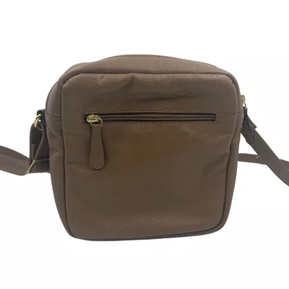 Bolsa Feminina Transversal de Couro Brilho da Pele Bege 499