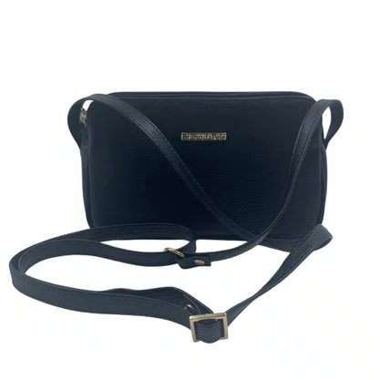 Bolsa Feminina Transversal de Couro Brilho da Pele Preta 256