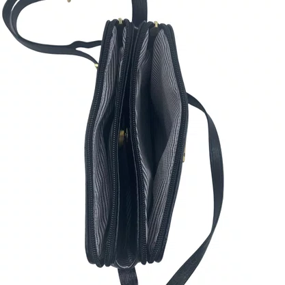 Bolsa Feminina Transversal de Couro Brilho da Pele Preta 256