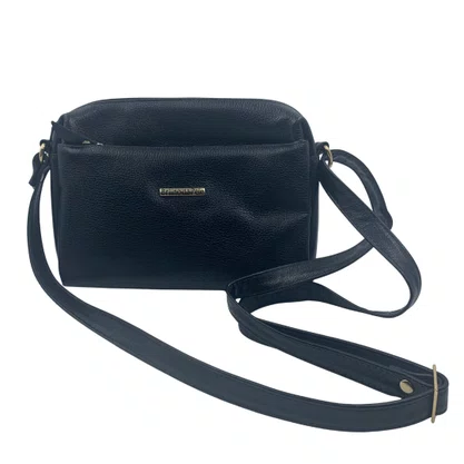 Bolsa Feminina Transversal de Couro Brilho da Pele Preta 332