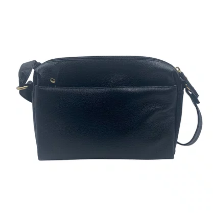 Bolsa Feminina Transversal de Couro Brilho da Pele Preta 332