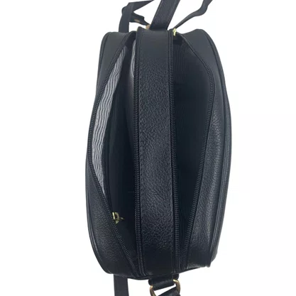Bolsa Feminina Transversal de Couro Brilho da Pele Preta 396
