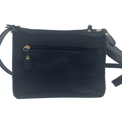 Bolsa Feminina Transversal de Couro Brilho da Pele Preta 508