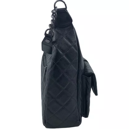 Bolsa Hobo Grande Scamboo Couro Preta 2025