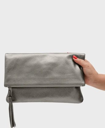 Bolsa Mariart Couro Clutch Hibisco Ônix