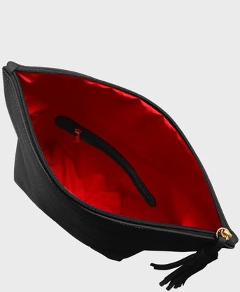 Bolsa Mariart Couro Clutch Hibisco Preta