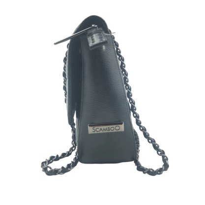 Bolsa Scamboo Couro Tiracolo Preta 1908