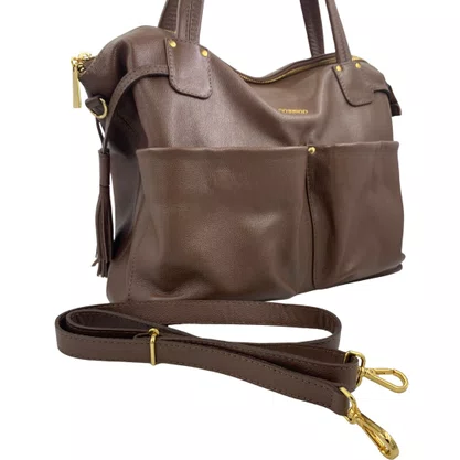 Bolsa Shopper Ombro Scamboo Couro Grande Marrom 2023