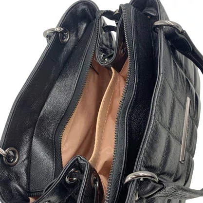Bolsa Tote Grande Scamboo Couro Preta 1985