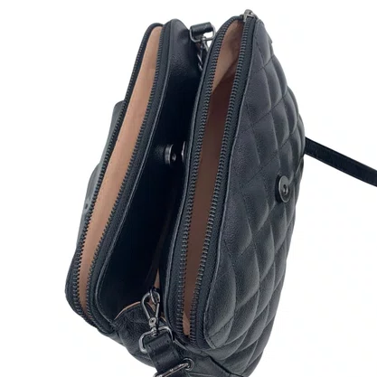 Bolsa Transversal Scamboo Couro Pequena Preta 1989