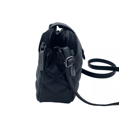 Bolsa Transversal Scamboo Couro Pequena Preta 1989