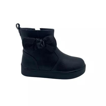 Bota Baby Mini Sua Cia Preta 789 Cano Curto Laço