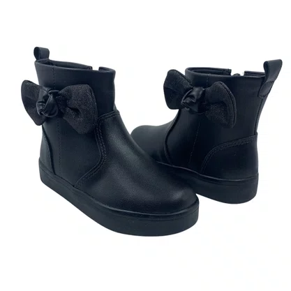 Bota Baby Mini Sua Cia Preta 789 Cano Curto Laço
