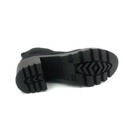 Bota Bebecê em Malha knit Preta Salto Tratorado 5618086