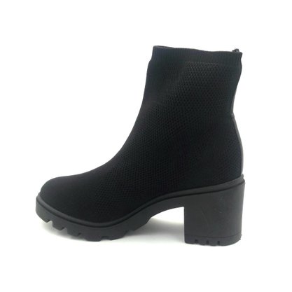 Bota Bebecê em Malha knit Preta Salto Tratorado 5618086