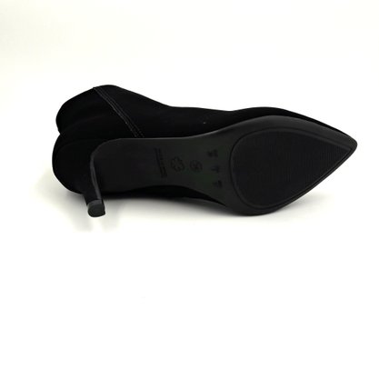 Bota Bebecê Preta Nobuck Bico Fino Salto Baixo 4318221