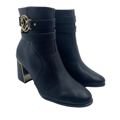 Bota Bebecê Salto Bloco Cano Curto Preta 6616127