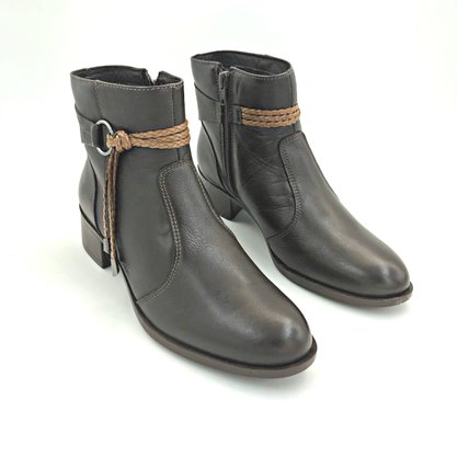 Bota Cano Curto Comfort Plus Couro Café 7299