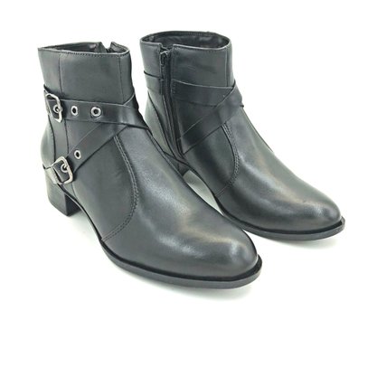 Bota Cano Curto Comfort Plus Couro Preta 5701