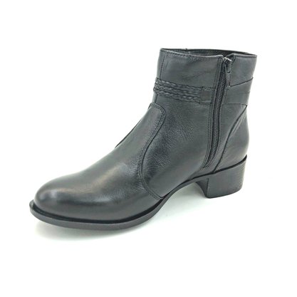 Bota Cano Curto Comfort Plus Couro Preta 7299