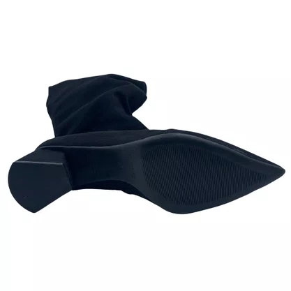 Bota Cano Longo Bebecê 3842045 Preta Camurça Salto Grosso
