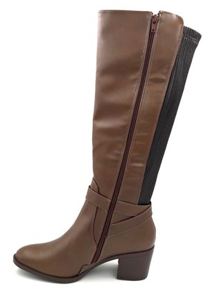 Bota Cano Longo Ramarim Caramelo Ajustável na Perna