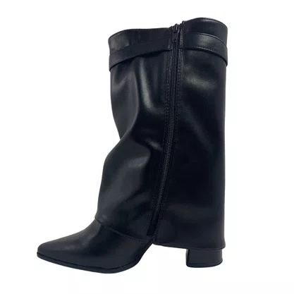 Bota Capa Ramarim Preta 2658131 Cano Médio Bico Fino