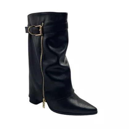 Bota Capa Ramarim Preta 2658131 Cano Médio Bico Fino