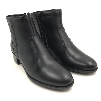 Bota Comfort Plus Couro Cano Baixo Preta 5709