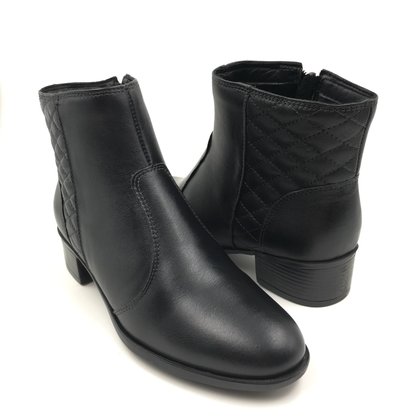 Bota Comfort Plus Couro Cano Baixo Preta 5709