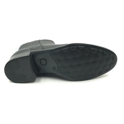 Bota Comfort Plus Couro Cano Baixo Preta 5709