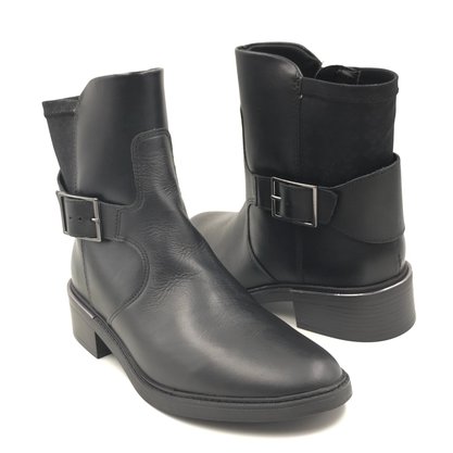 Bota Comfortflex Cano Baixo Couro Preta 2369303