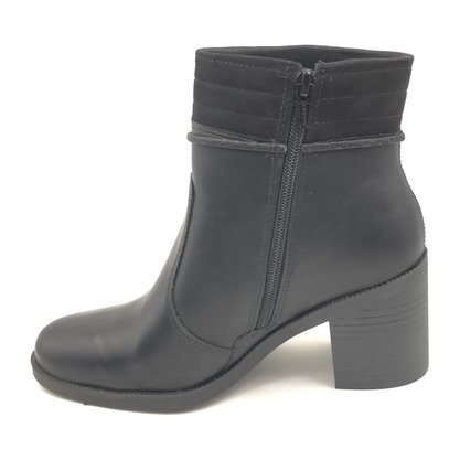 Bota Comfortflex Cano Baixo Salto Bloco Preta 2399302