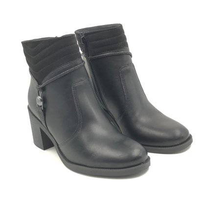 Bota Comfortflex Cano Baixo Salto Bloco Preta 2399302