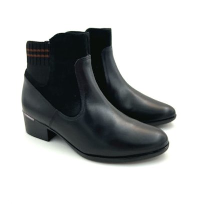 Bota Comfortflex Cano Curto Couro Preta 2269301