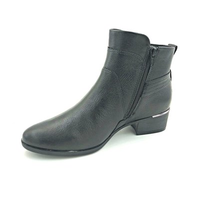 Bota Comfortflex Cano Curto Preta Couro 2169302