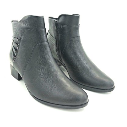 Bota Comfortflex Cano Curto Preta Couro 2169302