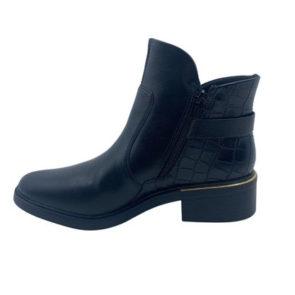 Bota Comfortflex Casual Couro Cano Baixo Preta 2569301
