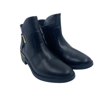 Bota Comfortflex Casual Couro Cano Baixo Preta 2569301