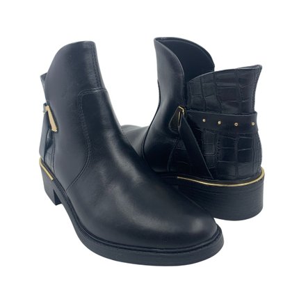 Bota Comfortflex Casual Couro Cano Baixo Preta 2569301