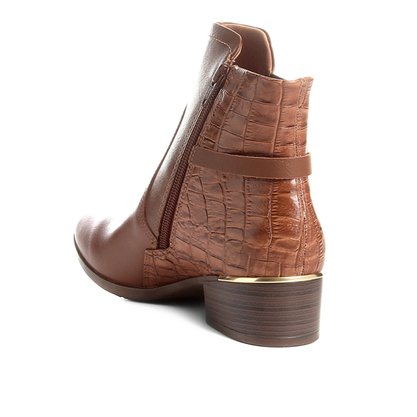 Bota Comfortflex Couro Natural Cano Curto Pinhão