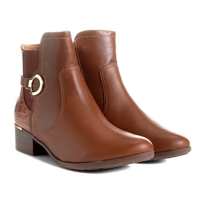 Bota Comfortflex Couro Natural Cano Curto Pinhão