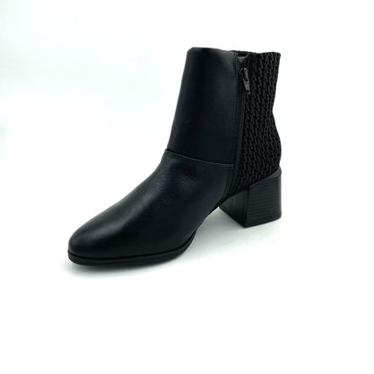 Bota Comfortflex Salto Bloco Couro Preta 2298301